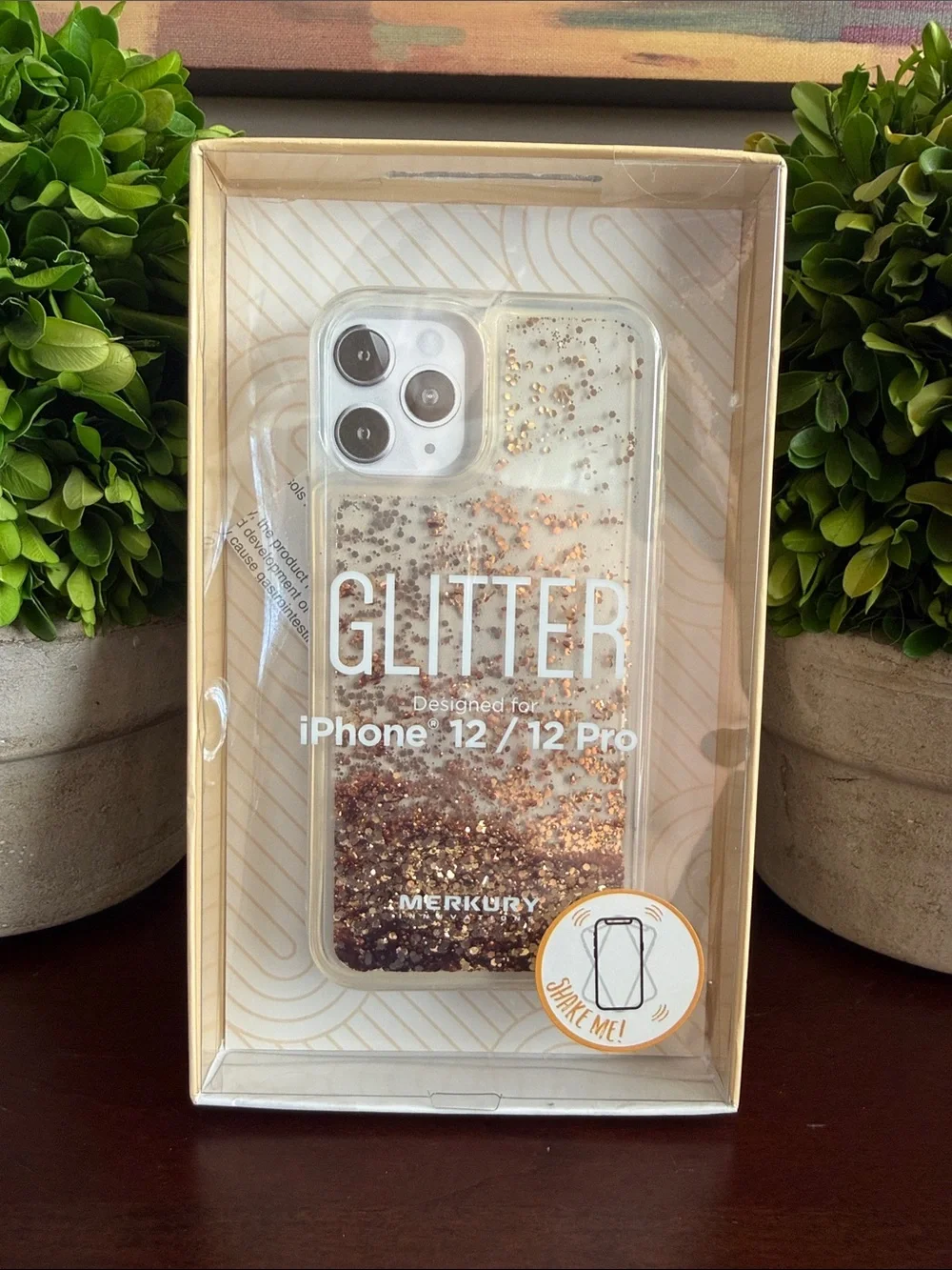 MERKURY INNOVATIONS ✨GOLD-TONE FLOATING GLITTER✨ iPhone 12/12 PRO CASE🌟BNIB🌟